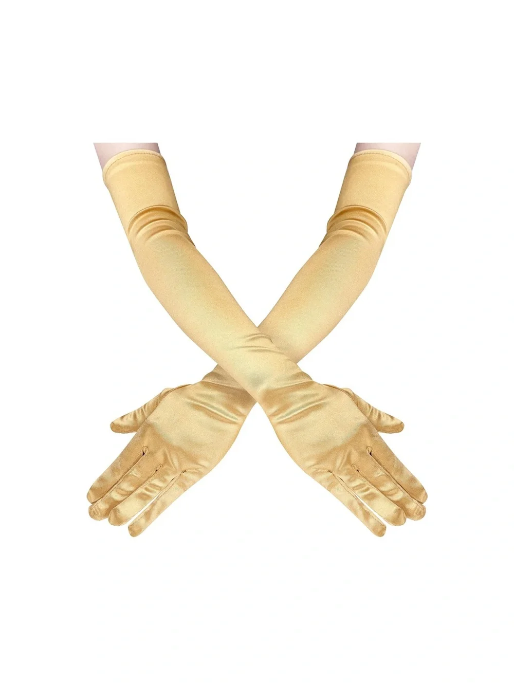 Long Elbow Satin Gloves 21 Inch Stretchy 1920s Opera Gloves for Evening Dancing